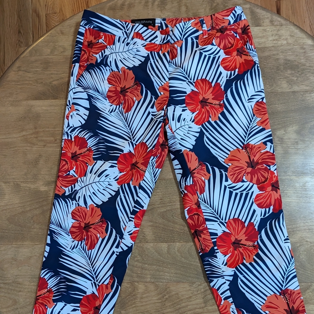 Wildfang tropical slim crop trousers - size 6
